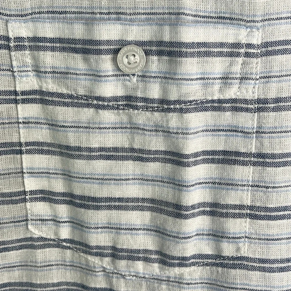 WEATHERPROOF NWT Washable Linen Blue Stripe Button Down Shirt Preppy Size S - Picture 6 of 13